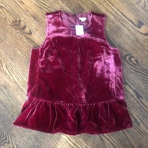 J. Crew velvet peplum top